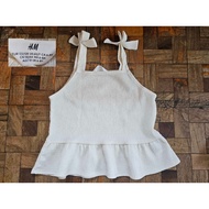 H&M Kids White Smocked Peplum Cami Top | Size 6-8Y | Preloved