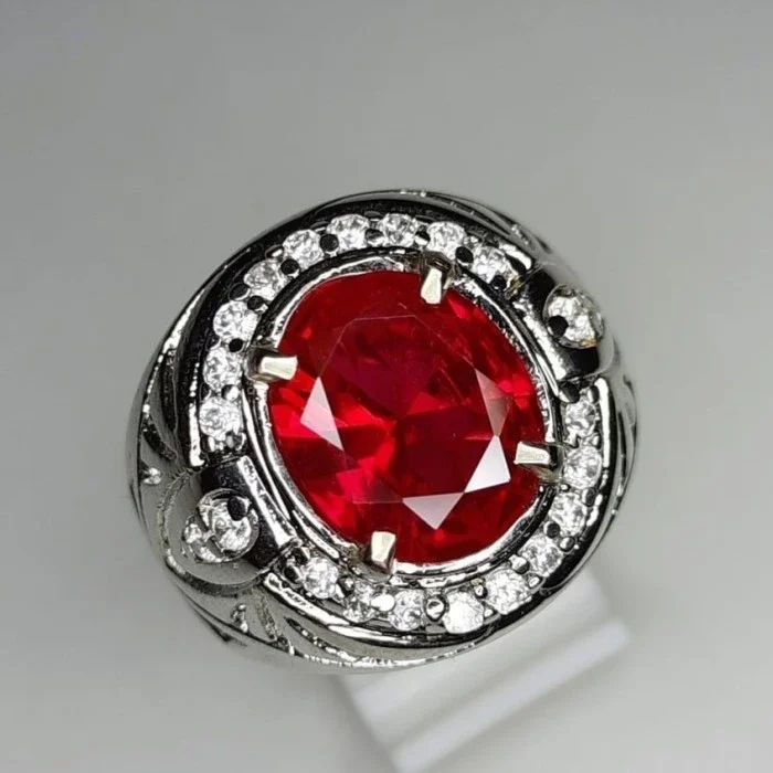 Cincin Batu Permata Merah Siam Bangkok Cutting