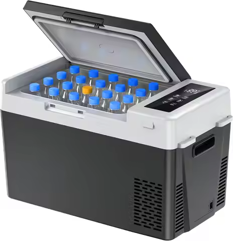 12V Car Fridge 25QT Portable Cooler -4°F to 68°F, Compressor Cooling, ECO Mode, Black
