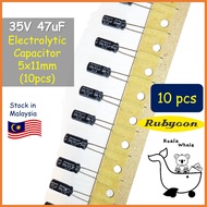 10PCS 35V 47uF Electrolytic Capacitor Rubycon Kapasitor 5X11mm 35V47UF