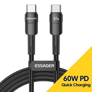 Essager PD 100W/60W USB Type C To USB C Cable 3M QC 4.0 USB-C Cable Fast Charging For Macbook Air 2020 MacBook Pro 2018 Samsung S20+ Xiaomi