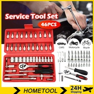 HOMETOOLMLK 46PCS Spanner Repair Tool Set Hand Tools Ratchet Wrench Set Ratchet Socket Wrench Set Bo