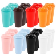 24 Pcs Reusable Coffee Cups with Lids 16oz To Go Coffee Cups Plastic Coffee Mugs for Hot and Cold Be