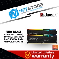 KINGSTON FURY BEAST  RGB 16GB (2X8GB) 6000MT/s DDR5 CL30 AMD EXPO RAM - KF560C30BBEAK2-16