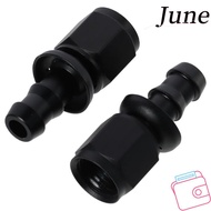JUNEGOODS 2PCS Lock Hose Barb, 0 Degree Black  Oil Line Fitting, Weld-free construction 6AN thread s