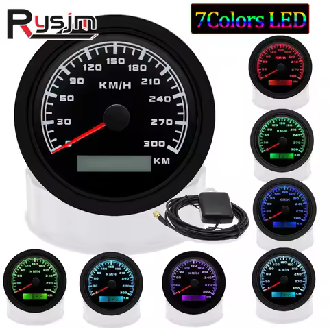 7 Color Backlight Waterproof 300KM/H 85MM GPS Speedometer Gauge Custom Universal Boat Car Odometer S