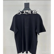 [Full Set Packaging] slp/ysl Small Label Embroidered Logo Short-Sleeved T-Shirt Saint Laurent 25 Two