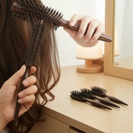 Wooden Round Hair Brush for Women & Men, Styling Blow Dry Comb for Curly & Straight Hair, Salon & Ho