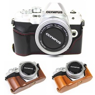 Pu Leather Case Camera Bag Bottom Opening Version Protective Half Body Base For Olympus OMD EM10 OM-