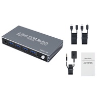 2ports 8K DP KVM Switch 4 USB 3.0 4K120Hz 1080p240Hz DisplayPort for PC Mouse Keyboard TV Monitor