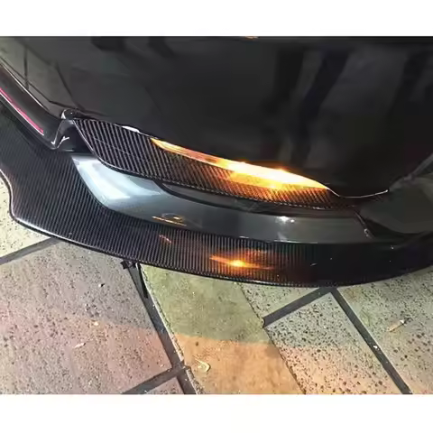 Carbon fiber front bumper headlight vent trims for Ford Mustang GT V8 V6 GT350R Coupe 2015 2016 2017