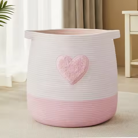 Pink Laundry Basket Hamper for Kids Girls Blanket Basket Blush Pink Baby Nursery Hamper for Girls Ro