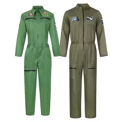 Pilot Uniform Army Green TOP GUN Costume for Adult Cosplay Military Uniform Women Men Fighter Pilot