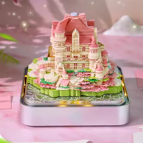 Unique 2026 Desktop Calendar with LED Lighting and Memo Pad: 3D Paper Artistry, Tear-Away Pages, Per