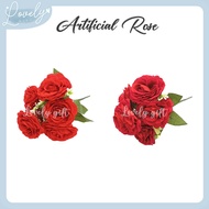1 PCS - 5 head RED ROSES/6 head PREMIUM ROSE/ARTIFICIAL FLOWER/红玫瑰/FS1058/FS1059/BUNGA ROSE HIASAN