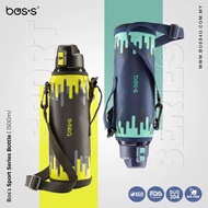 BOS'S STAINLESS STEEL 1000ML/1500ML SPORT BOTTLE WITH POUCH / BOTOL AIR / THERMOS BOTTLE / THERMAL B