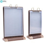 ISITA Menu Card Holder, Wooden Holder Label Holder Ads Display Stand, Multipurpose Multi page Loose 