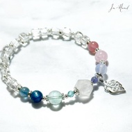 彩繪玻璃光影-白水晶.月光石-純銀設計款手鍊