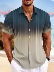 Manfinity RSRT 男士漸層垂直條紋短袖襯衫