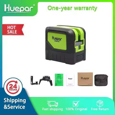 Huepar 2 Cross Lines 2 Points Professional 180 Degrees Self-leveling Nivel Laser Diagnostic Tools 92