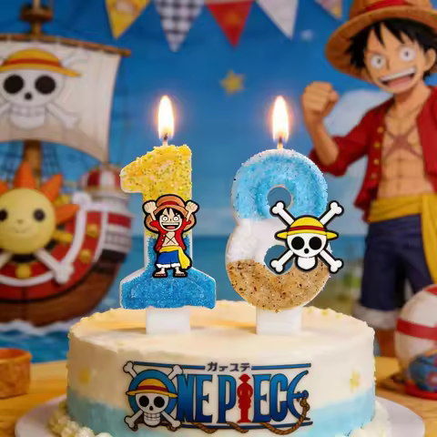 Cartoon One Piece Theme Luffy Candle Number 0-9 Birthday Cake Candle Decorations Birthday Party Cake