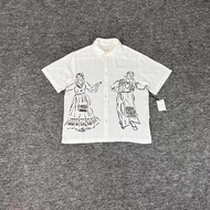 AIME LEON DORE Men Women Dancing Ethnic Style Character Sketch Print Short-Sleeved Shirt Lapel Shirt