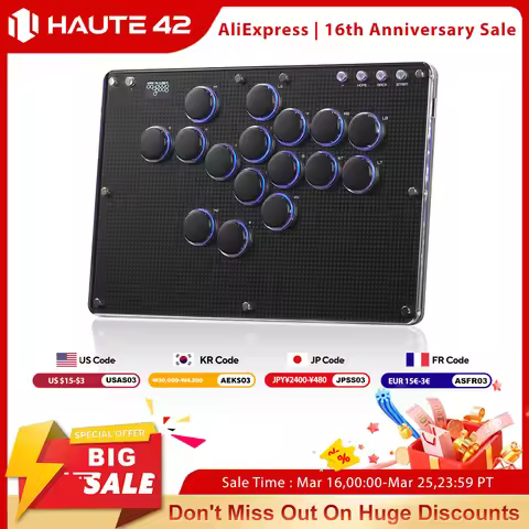 Haute42 T16-Texture Stickless Arcade Stick Controller Hitbox Leverless Controller For PC/PS4/PS5/Swi