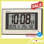 【Direct From Japan】Seiko Clock Seiko Clock Clock Wall Clock Automatic Lighting Radio Wave Digital Calendar Temperature Humidity Display Visible at Night Light Gold Pearl SQ438G