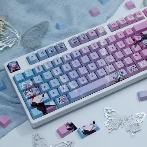 Miku Rabbit Hole Anime Theme Keycaps 120 Key Cherry Profile Mechanical Keyboard Game Cartoon Pink Bi