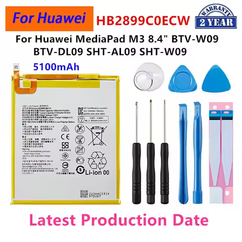 100% Orginal HB2899C0ECW 5100mAh Tablet Battery For Huawei MediaPad M3 8.4" BTV-W09 BTV-DL09 SHT-AL0