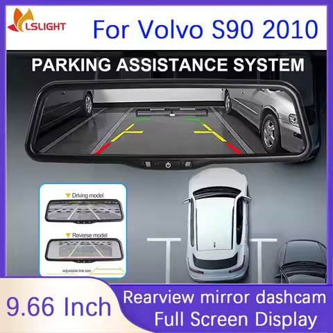 9.66 Inch Car Rearview Mirror Monitor For Volvo S90 2010 HD Reversing Full Screen Display 1280*320 S