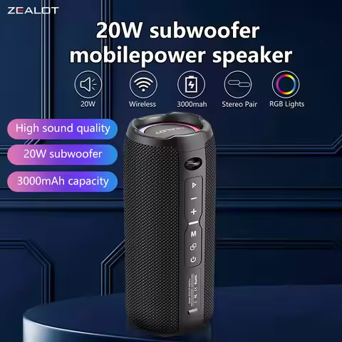 Zealot S49 pro Wireless Speaker,Outdoor Portable Subwoofer Speaker Waterproof IPX 6,, Dual Pairing,3
