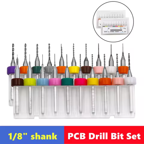 Hard Alloy PCB Drill Bit Set 1/8' (3.175mm) Shank Diameter Micro Drill Bit, Suitable for Plastic Dri