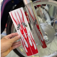 [ 1 bag ] Motorcycle Front Fork Fire Sticker | Decal In Silver or White Fork Sticker, No Black Fork 