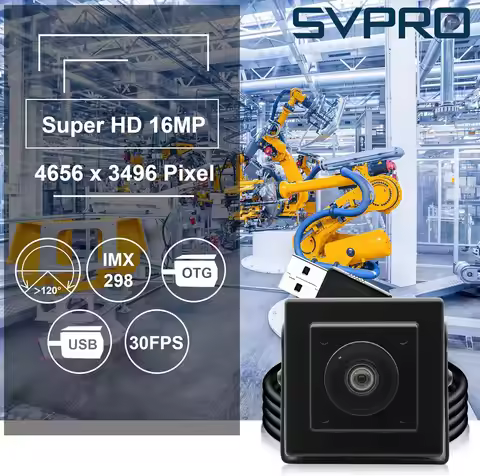 ELP 16MP USB Camera 120 Degree Wide Angle USB Camera IMX298 Sensor Streaming Webcam Plug & Play for 