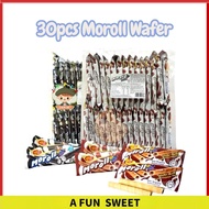 30pcs x12g WIN2 Moroll Wafer Rolls  Crunchy Outside, Creamy Inside Chocolate | Black & White Biskut 