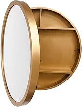 Luxury 60cm HD Wall Mirror, Round Bathroom Mirrors with Storage Cabinet - Gold Bath Salon (A 50CM)