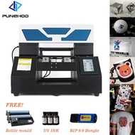 Punehod A4 UV Flatbed Printer Phone Case Color Automat Injet Embossed Varnish DTG T-shirt Printing Machine w/free Bottle