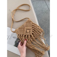 Kebohemian Flow Straw Bag Summer Woven Small Square One Shoulder Diagonal Seaside Vacation Beach