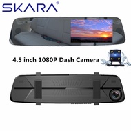 4.5" Driving Recorder Dash Cam Front and Rear Cameras Night Vision Car DVR HD 1080P RearView Mirror Dual Lens Video Recorder