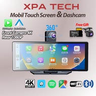 10.26inch Carplay & Android Car Player with 4K Dashcam 360 Rotatable Lens Includes 1080P Backup Came