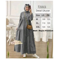 Batik Usman - Kirania Dress / Midi Dress Ruffle / gamis ruffle / Gamis Polos putih Bahan rayon Adem / Gamis Rayon Premium