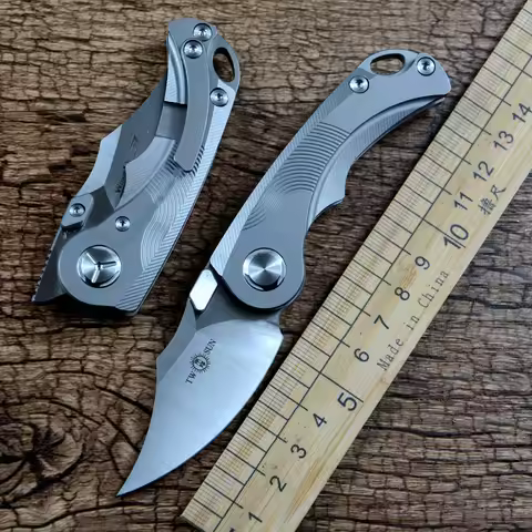 TWOSUN Folding Pocket Knife M390 Blade Ball Bearing Washer Titanium Alloy Handle Outdoor Camping Gif