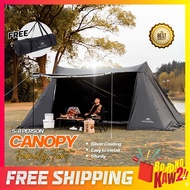 5-8 Person MOUNTAINHIKER Luxury Black Camping Tent Hiking Outdoor Shelter Door Curtain Silver Coated