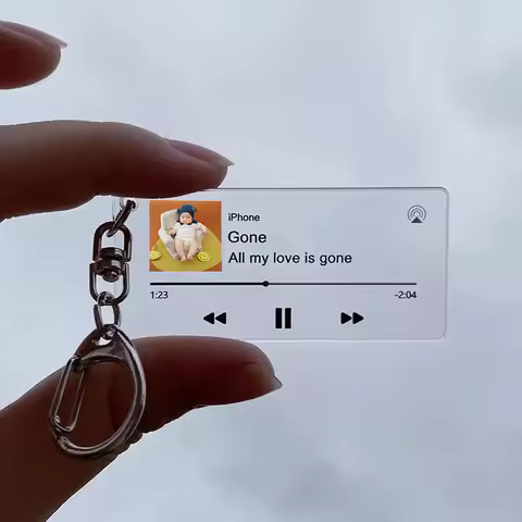 Personalized Spotify Keychain Transparent Acrylic Scan Code Music Song Singer Name Album Cover Custo