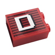 Brick2cube Part-Brick 1 x 2 x 2 with Inside Stud Holder with Gray Stripes and White Capital Letter D