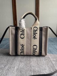 包裝全齊 🆕 Chloe Woody Blue Tote Bag 小號 帆布包  單肩包 手袋