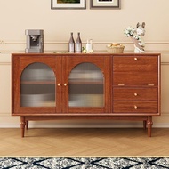 Medieval Style Solid Wood Dining Side Cabinet High-Foot Locker Drawer Multi-Layer Off-Door Storage C