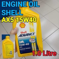 READY STOCK SHELL ADVANCE 4T AX5 AX7 15W40 ENGINE OIL MINYAK HITAM 1.0LITRE 1CTN=24 BOTTOL RS150 Y15 Y16 LC135 SRL110