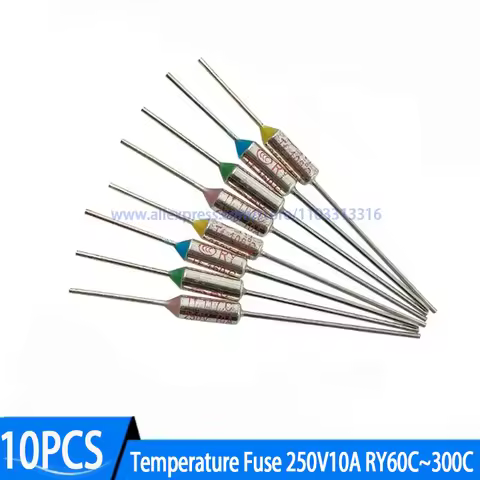 10PCS Thermal Fuse 250V 10A TF RY 60C 70C 80C 92C 100C 110C 115C 121C 135C 142C 157C 165C 172C 185C